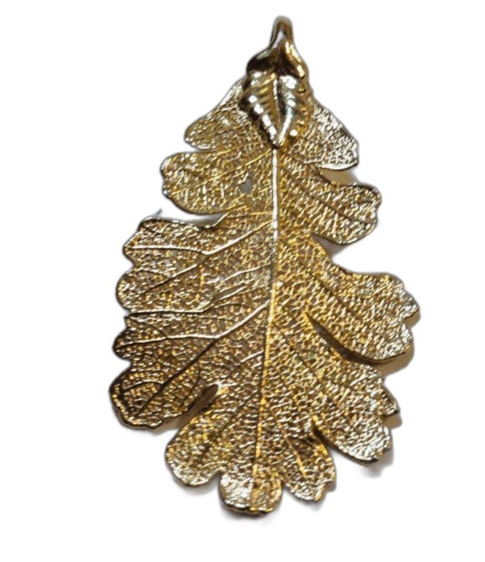 Elegant Gold Tone Layered Leaf Pendant Textured Petal Charm Retro Style